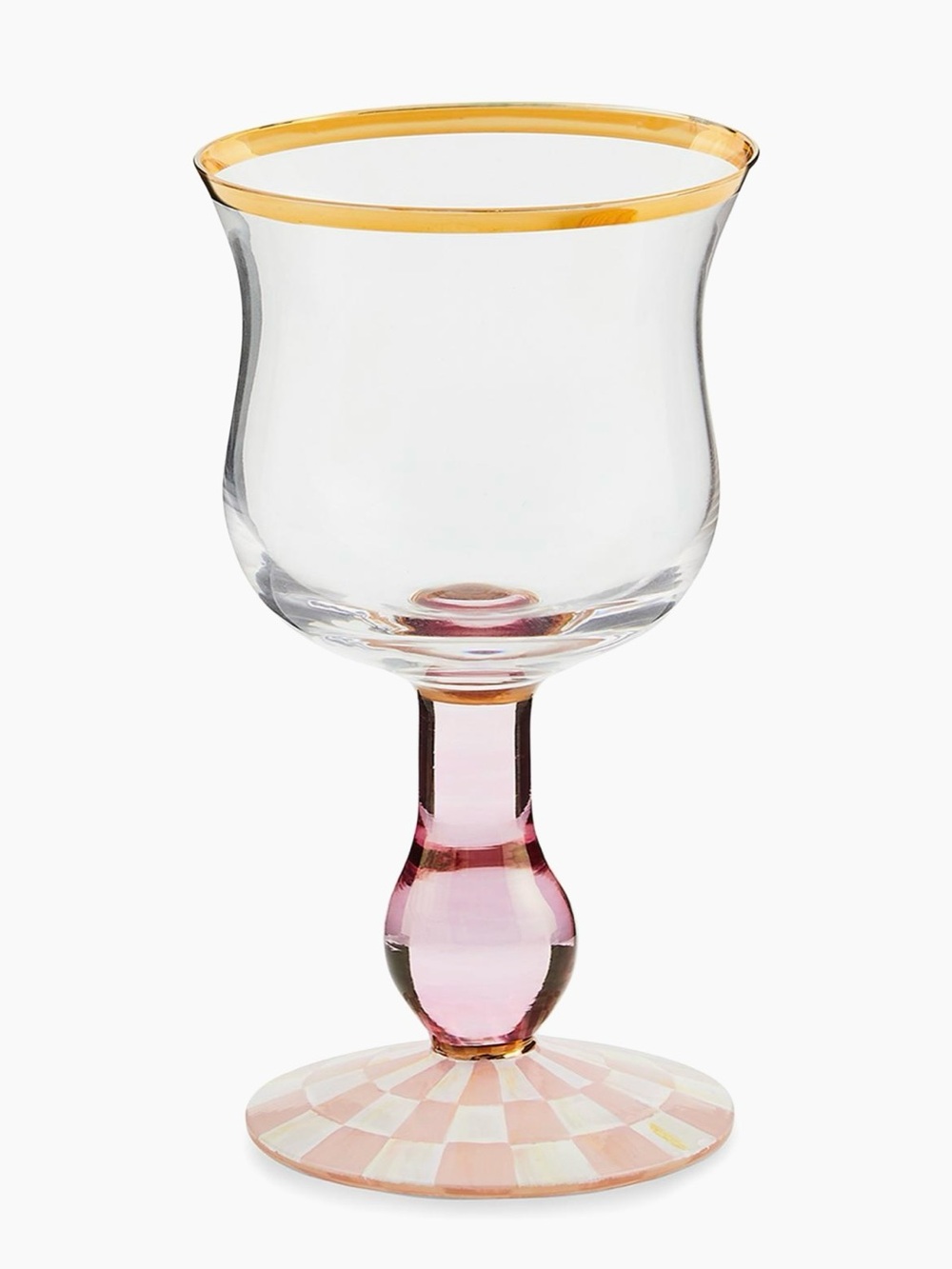 MacKenzie-Childs  Rosy Check Wine Glass